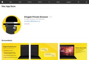 Kingpin Private Browser in the official Apple Mac store