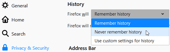 How to always start Firefox in private browsing mode - step 2