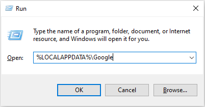 Uninstall Google Chrome completely on Windows - open local app data google