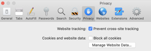 Prevent cross-site tracking on Safari macOS